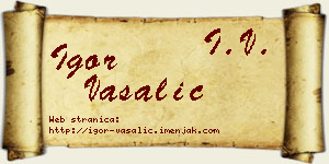 Igor Vašalić vizit kartica